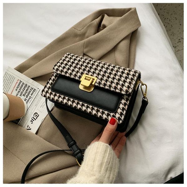 

evening bags patchwork tweed bag houndstooth crossbody for women purses and handbags luxury designer flap boxes tassen dames