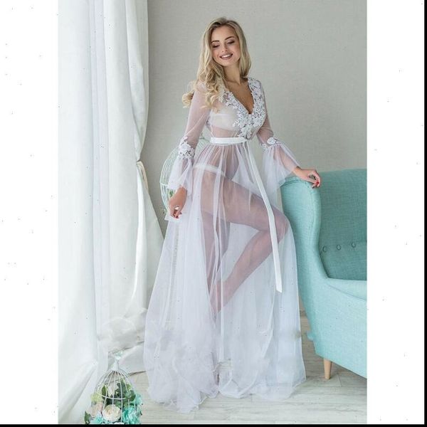 

autumn women dresses see through lace mesh appliques deep v neck petal sleeve floor lengthen drop good quality, Black;gray