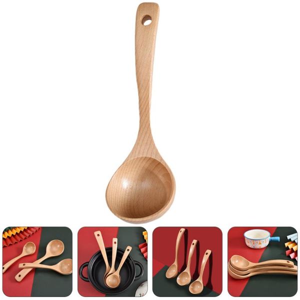 

spoons 1pc fashion wooden soup spoon porridge pot for home (small)