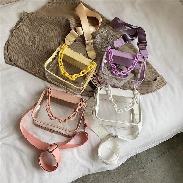 

evening bags designer products 2021 personality transparent fresh square bag fashion texture shoulder chain portable messenger