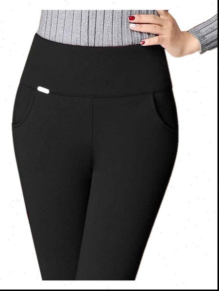 

high waist skinny womens leggings black solid plus size pencil pants stretch thin korean small leg trousers
