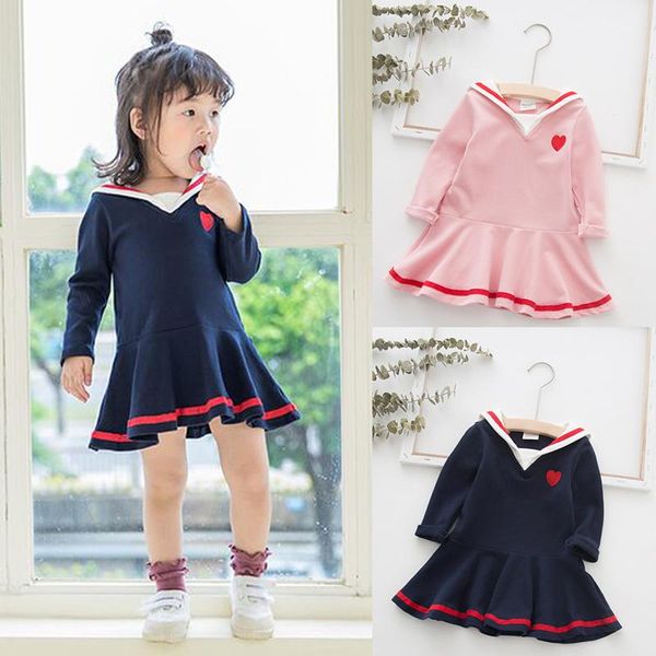 

girl's dresses clothes dress long-sleeved cotton sweater warm ruffled girl love embroidery cute sweet princess, Red;yellow
