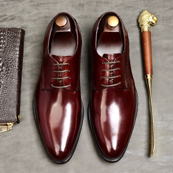 

lacing mens formal shoe black wine red men brogue british oxford dress shoes genuine leather pointed toe men wedding shoes