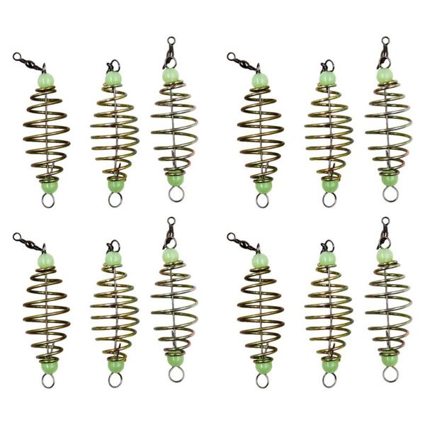 

fishing hooks 36 pcs carp feeder carbon steel spring bait cage with luminous bead