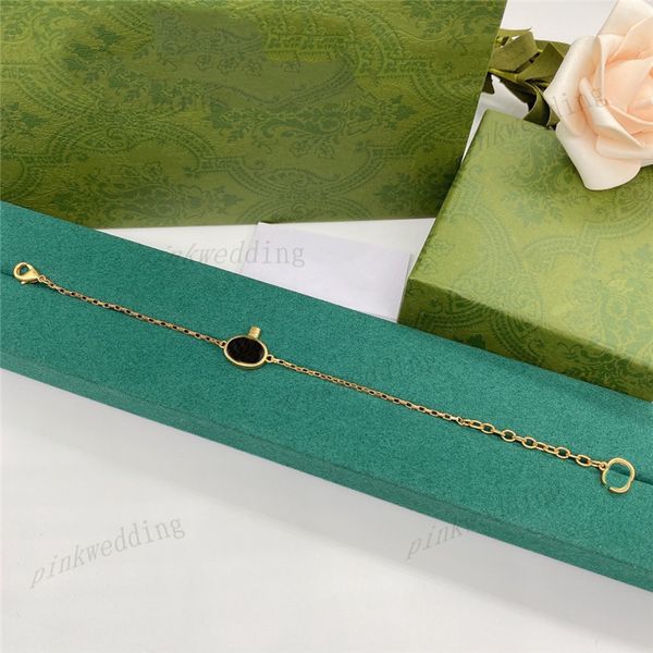 

double letter charm bracelet thin chain bangle vintage style gold plated bracelets classic simple bangles for women, Golden;silver