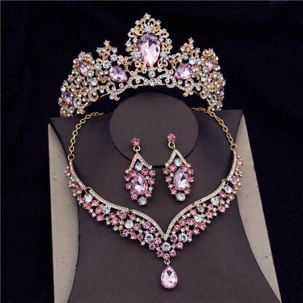 Ohrringe Halskette Prinzessin Braut Schmuck Sets Für Frauen Mode Tiaras Hochzeit Set Krone Diadem Braut Festzug