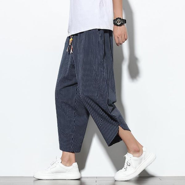 

men's pants streetwear men vintage harem drop crotch cotton hip-hop women casual baggy trousers 2021, Black