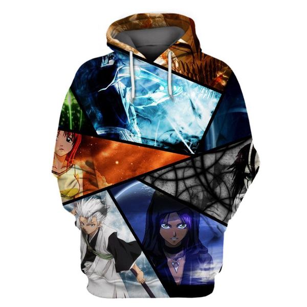 

streetwear fashion funny men's long sleeve 3d print anime bleach printed hoodies sweatshirt women hoody pullover & sweatshirts, Black