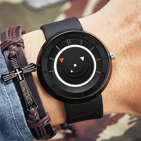 

link, chain row57 personal no pointer creative concept quartz watch, Black