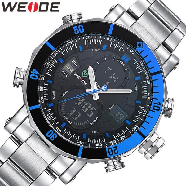 

wristwatches weide men watch relojes sports auto date resistant waterproof quartz military big dial fashion casual mens watches, Slivery;brown