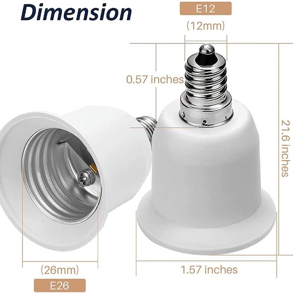 E12 para E27 adaptador, candelabra E12 soquete para médio (padrão), conversor de lâmpada LED, titulares de lâmpadas E12