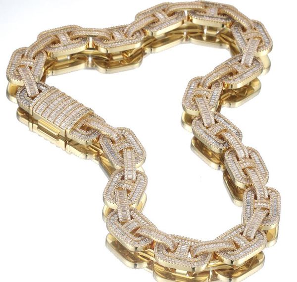 

chains 15mm 18k gold-plated street hip-hop zircon necklace 210324-86, Silver