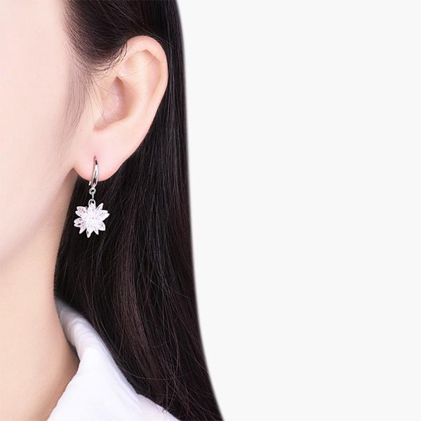 

wollet flower ear hook female buckle wild sling temperament pearl shell beads crystal earrings korean long tassel stud, Golden;silver