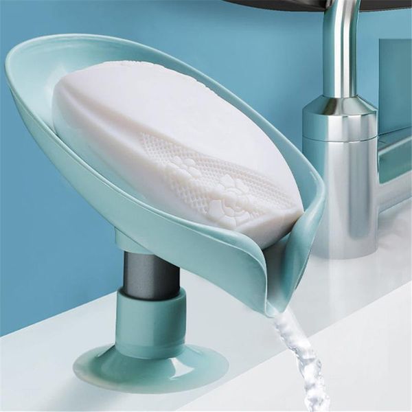 

soap dishes shower holder box leaf shaped drain sponge storage plate tray bath shelf suction cup laundry bathroom gadgets