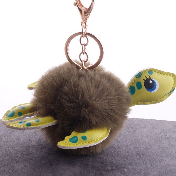 

turtle hair ball cute little turtle key chain bag car pendant small gifta1, Silver