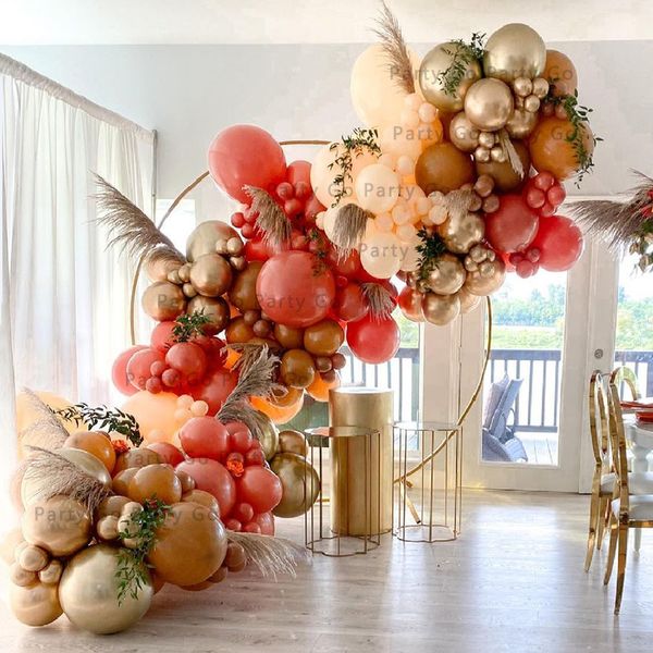 

118pcs khaki retro orange balloons garland arch blush latex globos anniversary wedding backdrop birthday party decor baby shower