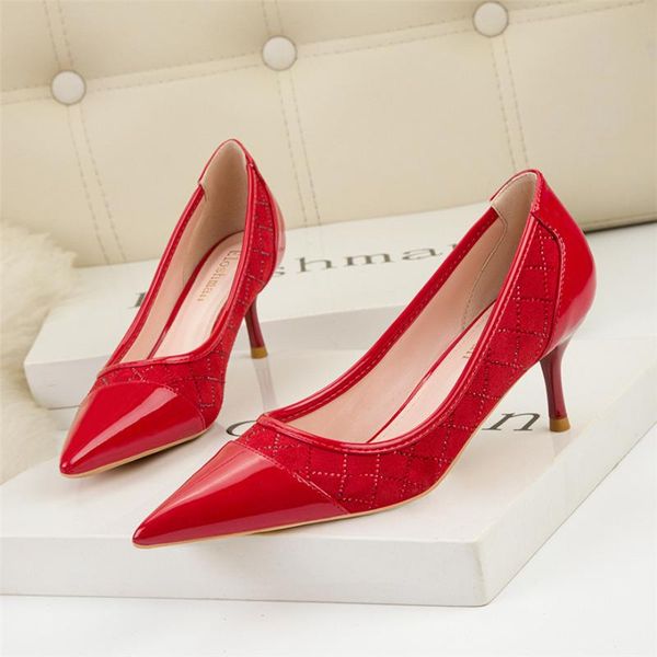 

metal decoration shallow women pumps big size high heels female soft leather concise office shoes pointed toe wedding party shoe dress, Black