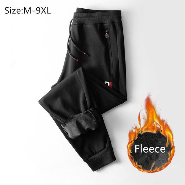 

men's pants 9xl autumn winter sweatpants boys fleece warm joggers sport black ankle trousers man plus size 7xl 8xl training streetwear