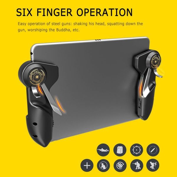 

game controllers & joysticks 1 pair mobile pubg controller for ipad tablet six finger joystick handle aim button l1r1 shooter gamepad trigge