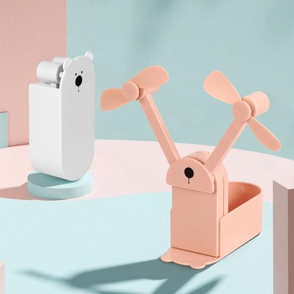 

electric fans mini cartoon neck fan portable hanging 3000mah rechargeable foldable double-head usb personal