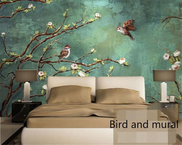 

wallpapers bacal custom wallpaper 3d mural hand-painted painting flowers and birds fashion interior background decoration
