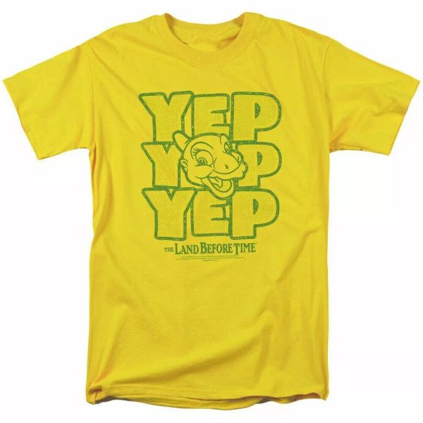 

land before time yep yep yep t shirt mens licensed movie tee ducky yellow, White;black