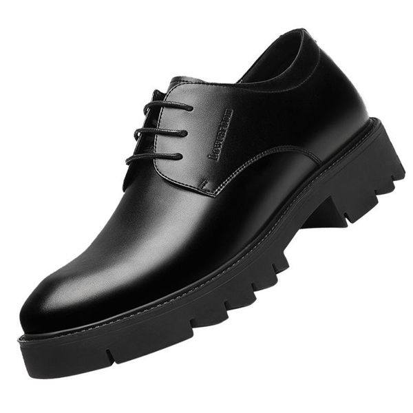 

dress shoes brogue formal men genuine leather 8/10cm elevator business scarpe uomo wedding oxford man shoe, Black