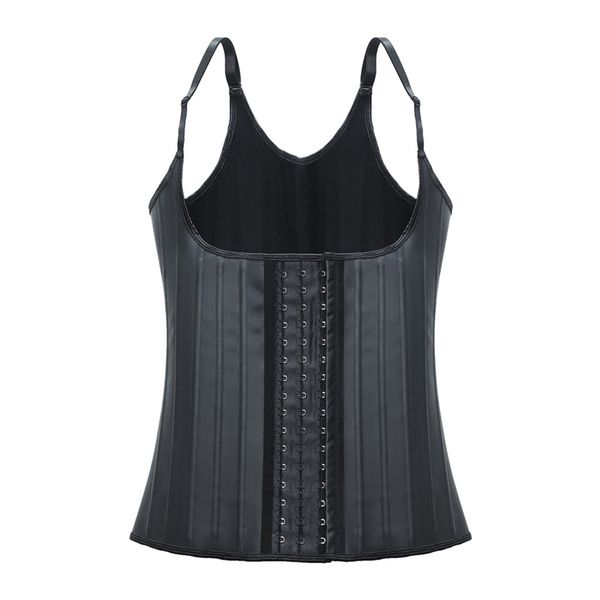 

latex waist trainer 25 steel bone women fajas colombian adjustable shapers modeling strap corset girdles body slimming shapewear 211220, Black;white