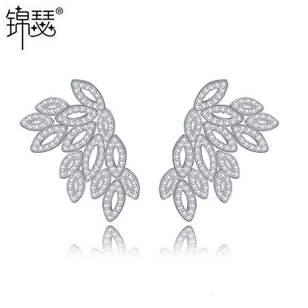 

jewelry charm stud 's poetry and broken words are closely inlaid with diamond needle earrings flower fashion, Golden