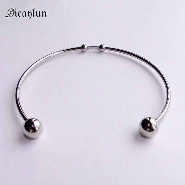 Браслеты Bangles Cuff C Open Bangle Steel Beads Регулируемые серебряные шерсть из нержавеющих ювелирных аксессуаров для женщин мужчин