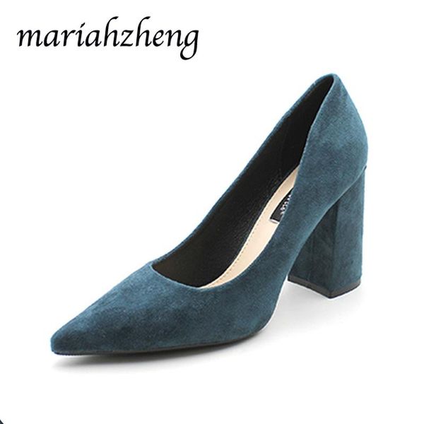

dress shoes meriahzheng 9cm spring 2021 shallow mouth comfortable women's high heel women pointed professional suede work tws, Black