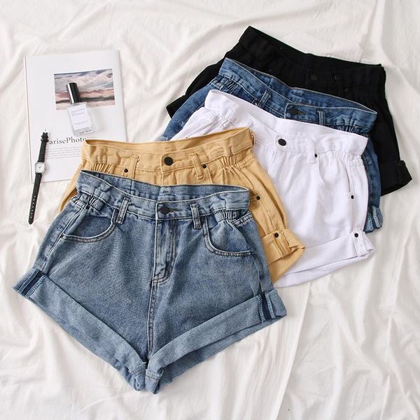 

women's shorts casual blue/black/white denim women high waist wide leg summer beach streetwear jeans slim, White;black