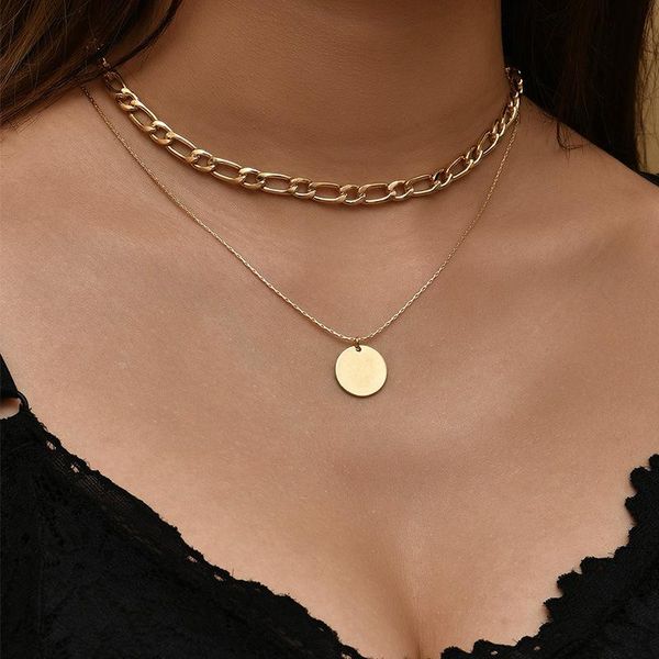 

pendant necklaces fashion vintage gold sequins necklace for women clavicle chain boho jewelry accessories, Silver