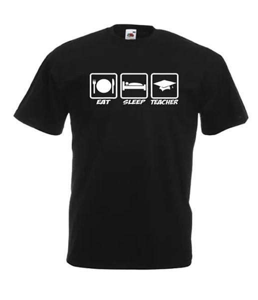 

eat sleep teacher xmas gift idea mens women t shirts multi-color s-2xl, White;black