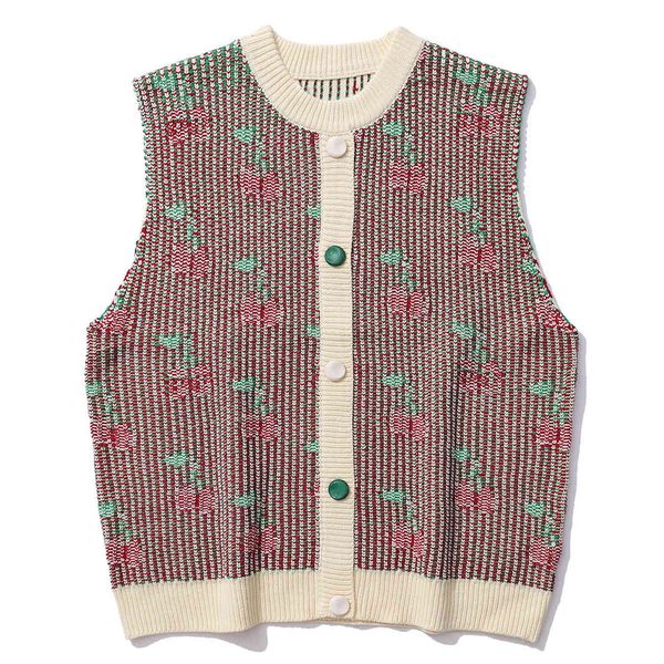 

men's sweaters female casual collection without sleeves, vintage cherry graphic top, White;black