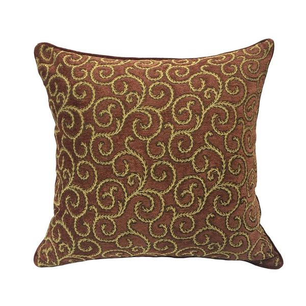 

traditional small floral jacquard brick red chenille square cushion cover 45 x cm pillows case sofa soft heavy deco cushion/decorative pillo