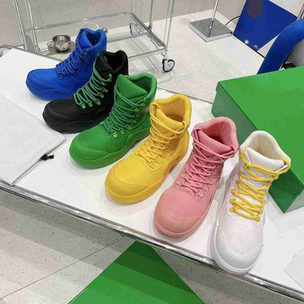 

wholesale candy color round toe mountaineering martin boots designer lace-up platform casual waterproof avocado green tooling boots size 35-, Black