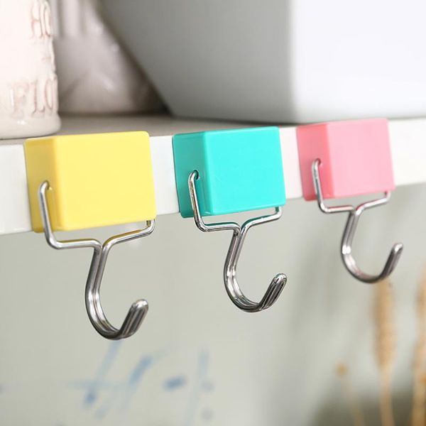 

magic magnetic hooks hanging key sundries kitchen refrigerator strong magnet sticky hook home 180 degree rotate metal & rails