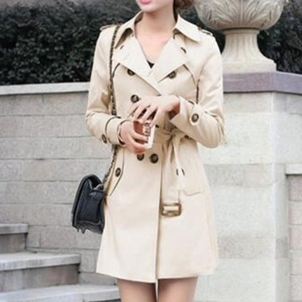 

women's trench coats xuxi women thin coat streetwear long sleeve double breasted slim wear a belt tight spring autumn 2021 e3747, Tan;black