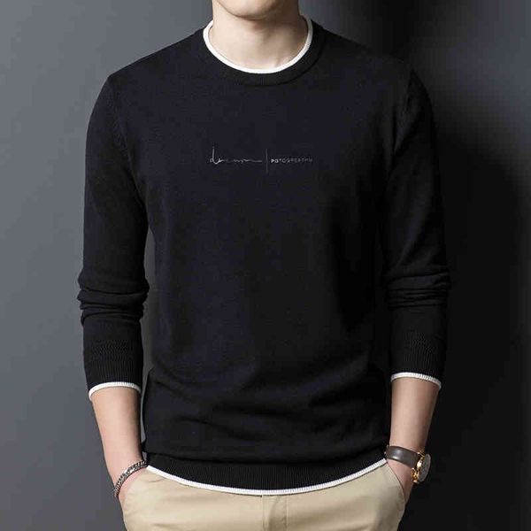 

men's sweaters fashion brand knitted sweater designer crew printed letter fine adjustment for casual marine winter jumper men's cl, White;black
