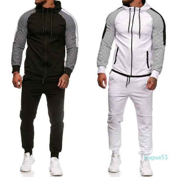 Tracksuit Mens Hood Sports Ternos Homem Fitness Roupas Ginásio Roupas Macho Define Sweatsuits Hoodies and Calças Definir Primavera Outono