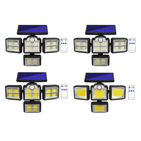 

solar lamps super bright 4 head powered wall lights led/cob waterproof outdoor indoor motion sensor sunlight lamp wide lighting angle
