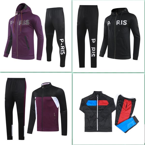 

paris champions hoodie jacket tracksuit training suit survetement 20 21 mbappe pogba football long zipper, Black