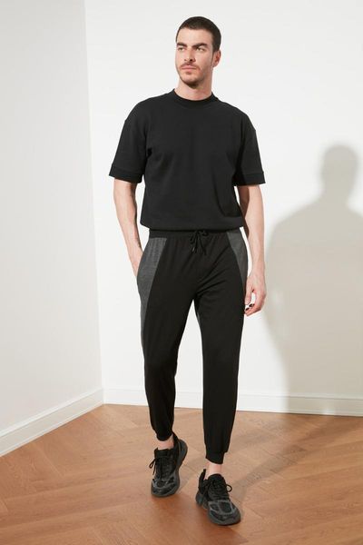 

running pants trendyol men 's regular fit sweatpants tmnss21ea0068, Black;blue