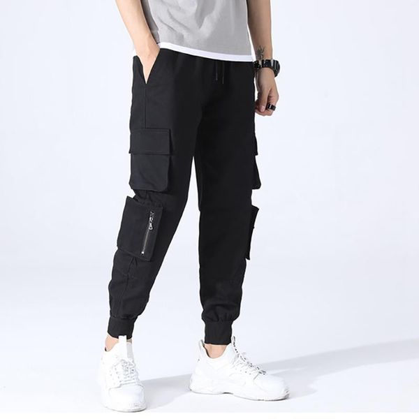 

men's pants summer style casual tooling multi-pocket fashion comfortable trouser, Black
