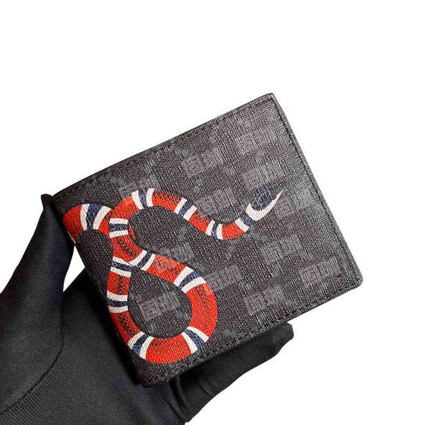 

purses new simple leather short wallet men's printed fashion cowhide wallets, Red;black