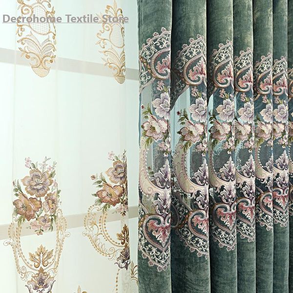 

curtain & drapes european-style luxury hollow embroidered curtains semi-blackout customized for living dining room bedroom