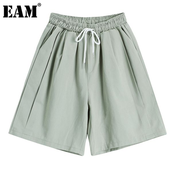

[eam] high elastic waist gray black solid color trousers loose fit pants women fashion spring summer 1dd6879 21512, Black;white