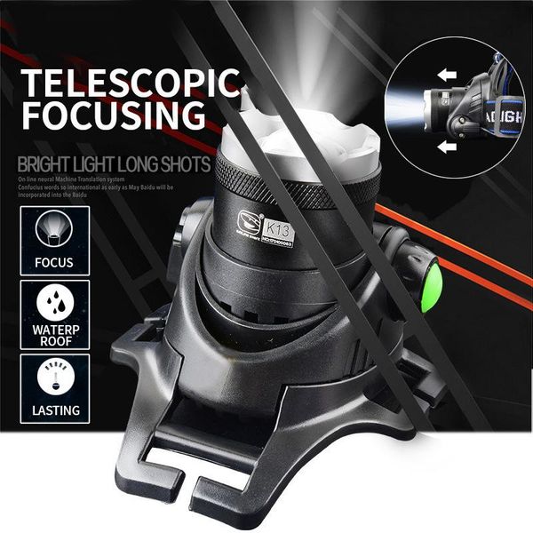 

headlamps induction headlamp led outdoor t6 zoom long range charging focus intensity wearing for hunting fishing