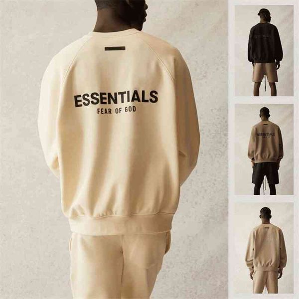 

21 round neck sweater fog double thread essentials men's women's autumn winter style plush pullover loose tide brand, Black